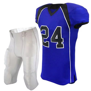 Ensemble d'uniformes de football américain personnalisés blanc et noir, maillot 24, pantalon en mesh, col en V, manches courtes, coupe athlétique, évacuation de l'humidité pour hommes - Product Image 5