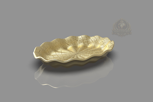 Plateau décoratif de luxe en acier inoxydable feuille d'or, bol et plat écologiques en forme de feuille avec finition dorée pour cadeaux d'affaires - Product Image 2