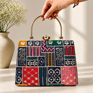 Multicolor Tribal <b>Patchwork</b> Ethnic Embroidery Bead Work Flap Closure High Quality Evening Party Clutch <b>Bag</b> Handcrafted Designer - Product Image 1