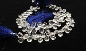 Cuarzo cristalino natural facetado en forma de pera, briolette de 7x10 mm, cuentas de piedras preciosas facetadas, hilo de cuentas de pera de 8 pulgadas para joyería. - Product Image 5