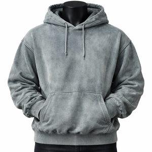 Sweat à capuche oversize délavé vintage unisexe pour homme, style streetwear à épaules tombantes, logo personnalisé, vente en gros, mélange de coton - Product Image 1