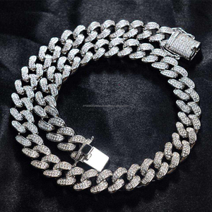Chaîne cubaine de luxe Hip Hop en argent sterling 925 avec diamants Moissanite, collier à maillons larges entièrement sertis pour hommes et femmes, vente en gros - Product Image 1