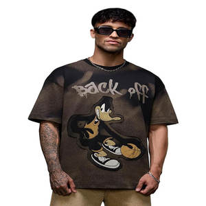 Vente en gros de t-shirts pour hommes en coton lourd, 300 grammes, à épaules dénudées, à manches courtes, t-shirts oversize blancs pour hommes - Product Image 1