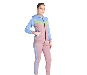 Ensemble de survêtement hiver pour femme, à capuche, uni, épais, en coton et polyester, personnalisable, vente en gros, streetwear décontracté - Product Image 3