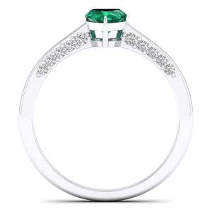 แหวนเงินแท้ 925 REYES รูปหัวใจ ประดับมรกต 0.5 กะรัต แหวนเพชรโมอิสซาไนต์ VVS สำหรับวันเกิด เครื่องประดับชั้นดี - Product Image 4