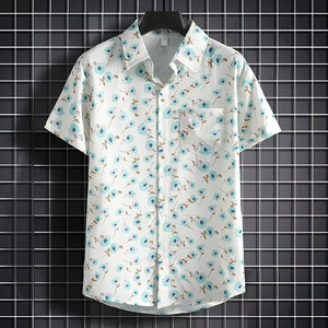 เสื้อเชิ้ตฮาวายแขนสั้นผู้ชายทรงหลวมไซส์ใหญ่ใส่สบายระบายอากาศได้ดีผ้าบางพิมพ์ลายดิจิทัลลายชายหาด - Product Image 3