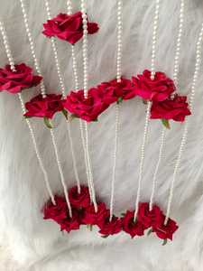 Guirnalda de Rosas Artificiales de 6 Pies con Perlas |   Telón de Fondo Festivo para Bodas, Inauguraciones de Casas y Mandaps |    Decoración para Paredes del Hogar y Entradas - Product Image 2