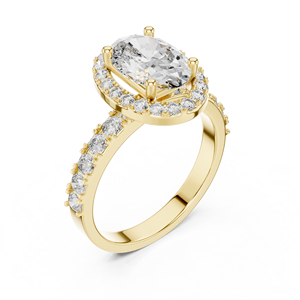 Anillo de Compromiso Vintage con Corte Ovalado, Diseño de Halo Solitario, Anillo de Boda, Diamante Cultivado en Laboratorio, Chapado en Platino - Product Image 6