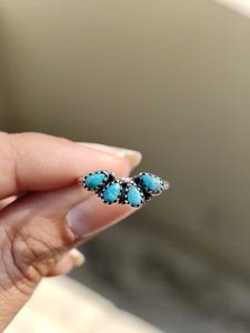 925 Sterling Silver <b>Turquoise</b> <b>Ring</b> Teardrop Stackable Handmade <b>Ring</b> for Women Southwest Style Jewelry - Product Image 1