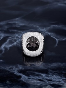 S925 Rhodium Plated Pave Setting <b>Cluster</b> Ring <b>Crystal</b> Rhinestone Geometric Fan Band Jewelry Gift - Product Image 5