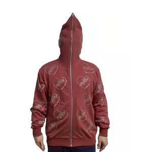 Wholesale Digital Printing New Arrival Full Face Hoodie Heavyweight Print Oversized Plain Full <b>Zip</b> <b>up</b> Thermal Hoodie - Product Image 5