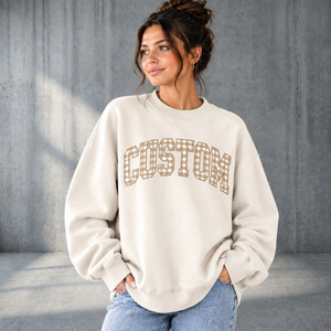 Nouveautés Sweat-shirt oversize à col montant pour femme, imprimé lettres et motif pied-de-poule, 100% coton mélangé, manches longues, épaules tombantes, style hoodie - Product Image 6