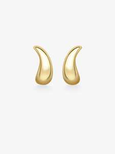 Paire de boucles d'oreilles créoles Huggie en or massif 14K, bombées, courbées, simples, élégantes, lisses, unies, petites et massives, style Sleeper Loop, vente en gros - Product Image 1