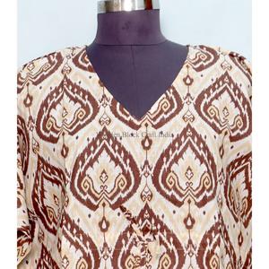 Nouvelle arrivée : Robe kaftan en coton pour femmes grandes tailles, style vintage, imprimé paisley, manches courtes et légères, tenue de plage, coupe ample pour l'été - Product Image 2