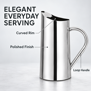 Carafe à eau en acier inoxydable avec couvercle, poignée ergonomique, grande capacité, carafe de service moderne pour la maison et les fêtes - Product Image 2