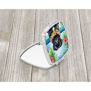 Espejo de maquillaje de viaje compacto Pug Luau negro, bolsillo decorativo plegable de mano para mujeres y niñas, regalo - Product Image 2