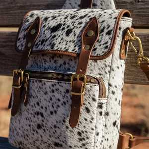 Vintage Cowhide Leather Hair On Backpack Travel Laptop Rucksack School Bag Handmade Durable Quality LHBP-0034 - Product Image 4