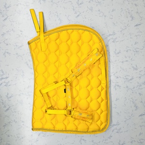 Wholesale Custom Eco-Friendly Cotton Polyester Horse Saddle Pad Halter Set Quilted <b>Ball</b> Foot Design Golden Cord Trim Fabric - Product Image 1