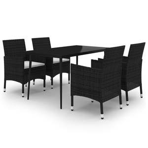 Juego de Comedor de Jardín de Mimbre Sintético Negro Resistente - Product Image 2
