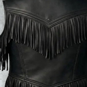Men Western <b>Suede</b> Fringe Vest <b>Leather</b> Cowboy Sleeveless <b>Jacket</b> Tassel Biker Rodeo Festival Wear Wear Premium OEM Apparel - Product Image 6