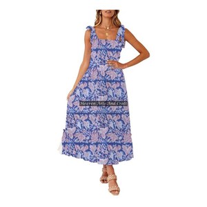 Túnica india con estampado floral bohemio para mujer, diseño bohemio, estilo hippie gitano, vestido de algodón con tirantes finos, India y Pakistán - Product Image 5