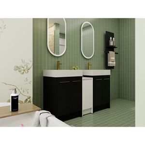 Mobile Bagno Freestanding da 60 Pollici con Lavabo in Resina, Armadietti Contenitori e Ante con Chiusura Ammortizzata 09224*2+0312 - Combinazione per Spazi Piccoli - Product Image 4