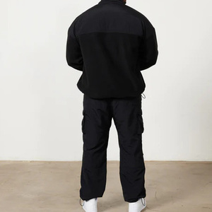 Men's Unisex <b>Zipper</b> <b>Jacket</b> and Baggy Pants Windbreaker 2 Piece Set Patchwork Design Wholesale Customizable Colors and Logo - Product Image 5