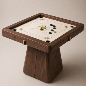 Elysian Square Carrom <b>Table</b> – Modern Square Board with Sturdy Pedestal Base for Home & Club Play - Product Image 1