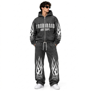 Conjunto Deportivo Personalizado para Hombre, Sudadera con Capucha Extra Grande y Pantalones Jogger de Felpa de Algodón Grueso, con Diseño Impreso en la Espalda, Estilo Urbano - Product Image 1