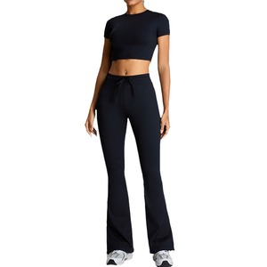2026 Ribbed <b>Flared</b> Women Bootcut <b>Leggings</b> Side Slit Slim Fit Tummy Control High Waist Reversible Plus Size Aerobics Workout Yoga - Product Image 3