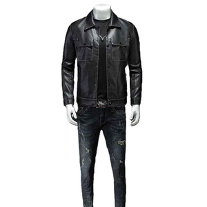 Trendy Wholesale <b>Men's</b> Cowhide Leather <b>Jacket</b> <b>Lightweight</b> Fashion with Zipper Ultimate Casual Street Style Leather <b>Jacket</b> - Product Image 4