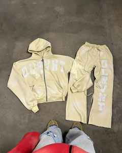 Fabricants de sweats à capuche pour hommes personnalisés avec broderie 3D, effet délavé, appliqué brodé et patch, ensemble sweat à capuche et pantalon de survêtement - Product Image 2