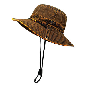 Nouveau Chapeau Bob de Pêche et Safari d'Été Personnalisé pour l'Extérieur, avec Sangle Réglable et Large Bord, en Tissu Lavé, pour Femmes et Hommes - Product Image 5
