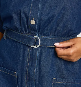 Robe débardeur en jean à col carré pour femme, style décontracté streetwear, printemps-été, couture de qualité, sur commande, OEM ODM - Product Image 6