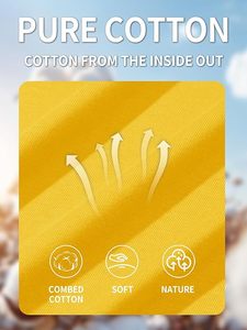 T-shirt en coton jaune pour homme, manches courtes, col rond, coupe classique, couleur unie, jersey décontracté, tricoté, teint uni - Product Image 5