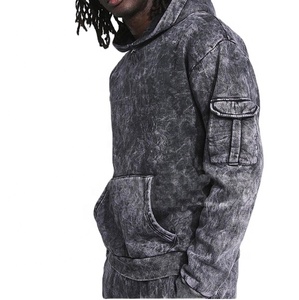 Conjunto de pantalones de chándal de alta calidad con logotipo personalizado, chándal con capucha de peso pesado, chándal de dos piezas con lavado ácido para hombres - Product Image 3