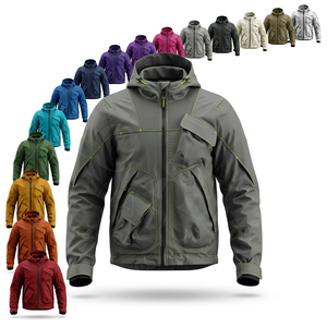 เสื้อแจ็คเก็ตมอเตอร์ไซค์แบบมีฮู้ดสำหรับฤดูหนาว ป้องกันลม มีหลายกระเป๋า ผลิตจากผ้า softshell  ออกแบบโลโก้ได้ตามต้องการ สำหรับขี่มอเตอร์ไซค์ - Product Image 1