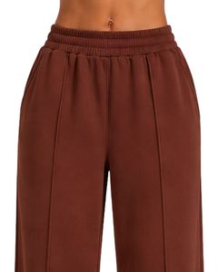 Women Chocolate Brown Wide Leg Sweatpants High Waist Loose Fit Lounge <b>Jogger</b> Pants Casual Streetwear Daily Wear Trousers - Product Image 5