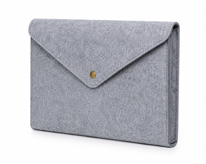 Felt Laptop Sleeve Envelope <b>Bag</b> <b>Medium</b> <b>Size</b> Button Closure Gray Daily Use - Product Image 6