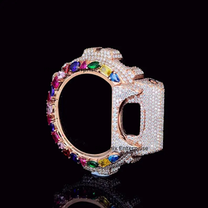 Étui de luxe arc-en-ciel serti de pierres, style hip-hop, plaqué or, argent 925, étui personnalisé pour homme - Product Image 3