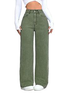 Jean en denim décontracté taille haute, pantalon cargo, style hip-hop hiver, délavé, vintage, streetwear, brodé - Product Image 5
