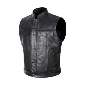 Chaleco de Cuero Genuino con Bolsillos Ajustables, Chaleco de Motociclista, Chaleco de Cuero para Moto - Product Image 2