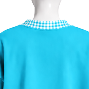 Sweat-shirt à col rond surdimensionné bleu ciel pour homme avec bordure à carreaux, manches longues, imprimé graphique, pull décontracté, streetwear tendance - Product Image 4