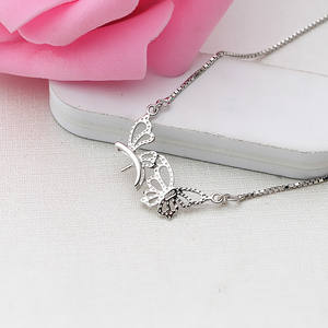 Pendentif papillon en argent S925, ensemble de pendentifs vides avec 8-9 perles, chaîne de clavicule, accessoires de bricolage pour femmes, colliers fins personnalisés - Product Image 3