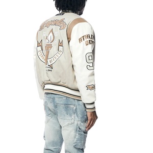 Belle conception Letterman College Baseball Jacket pour hommes Acheter en gros Logo personnalisé Broderie Écusson en cuir Manches Varsity Jackets - Product Image 4