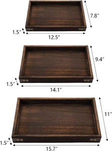 Juego de Bandejas Retro para Servir, 3 Piezas, Diseño Personalizable, Madera Ecológica Hecha a Mano, Duradera, para Comida, Té, Café, Decoración del Hogar, Regalo para Cocina - Product Image 3