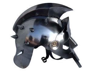 Casque de gladiateur Maximus fait main, masque style MF Doom, armure romaine médiévale, métal plaqué noir pour reconstitution historique, Halloween, cosplay - Product Image 3