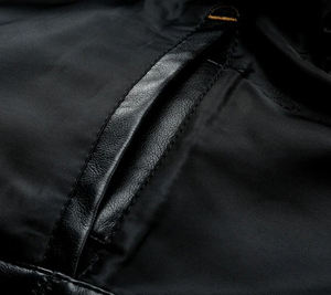 Veste en cuir PU noir de haute qualité pour homme, col rabattu, fermeture à boutons simple, vêtement décontracté pour l'automne - Product Image 5