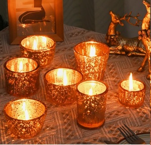 Portavelas de Vidrio Art Deco Moderno, Dorado, Impermeable y Duradero, Ecológico, Autoadhesivo para Uso en Interiores, Sala de Estar - Product Image 5