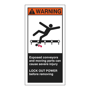 Étiquette d'avertissement autocollante en PVC Brady pour convoyeurs apparents, utilisation intérieure/extérieure - Product Image 2